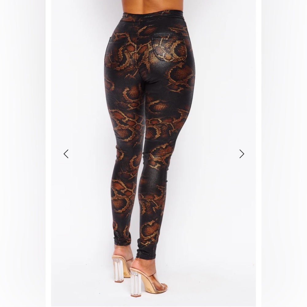 Python Jeans Brown Black Snakeskin Print Stretch - image 6